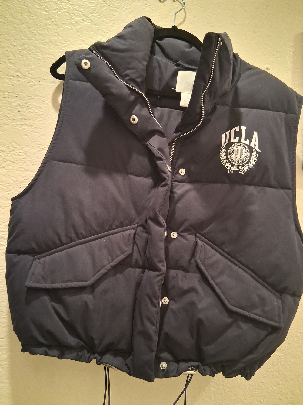 H&M Black Quilted Puffer Vest with UCLA Crest